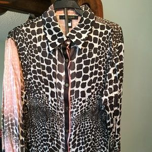Roberto Cavalli Monochrome Animal Print Blouse